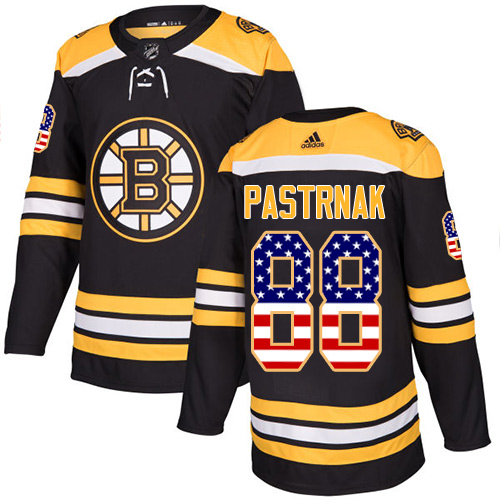 Adidas Bruins #88 David Pastrnak Black Home Authentic USA Flag Stitched NHL Jersey
